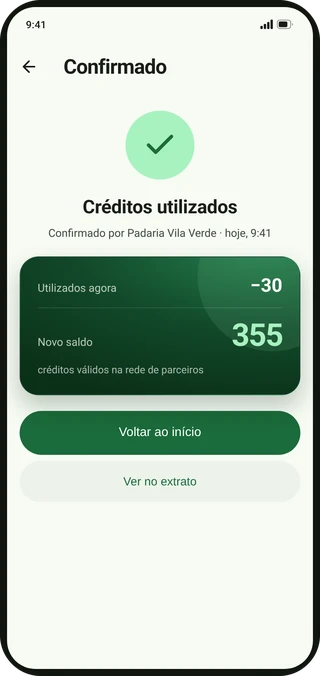 Tela de créditos utilizados no protótipo Recicla+