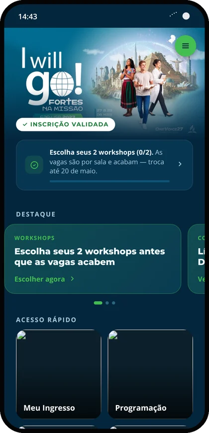 Início da área do evento I Will Go 2027
