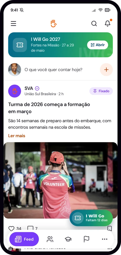 Feed da comunidade no app do SVA